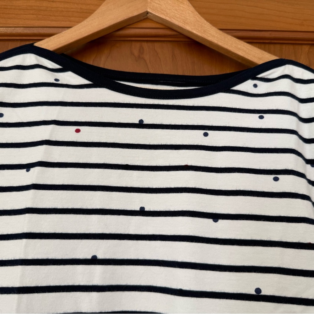 Fat Face NWT Navy blue and White cotton Breton with blue & red polka dots - Picture 2 of 6